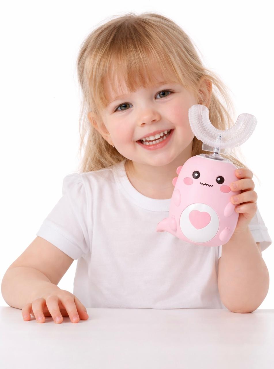 Children U-shaped Electric Toothbrush 360 Degrees Smart Cartoon Kids silicone Toothbrush Automatic Rechargeable Sonic Toothbrush