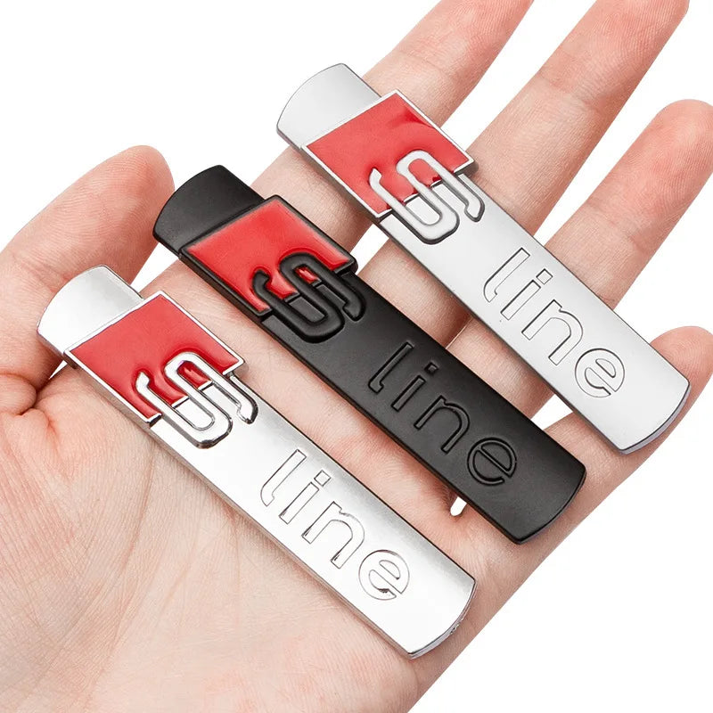3D Metal Sline Logo S Line Emblem Car Fender Side Badge For Audi A1 A2 A3 A4 A5 A6 A7 A8 TT S3 S4 S5 S6 S7 Q2 Q3 Q5 Q7 Sticker