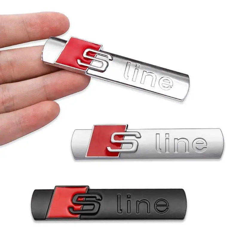 3D Metal Sline Logo S Line Emblem Car Fender Side Badge For Audi A1 A2 A3 A4 A5 A6 A7 A8 TT S3 S4 S5 S6 S7 Q2 Q3 Q5 Q7 Sticker
