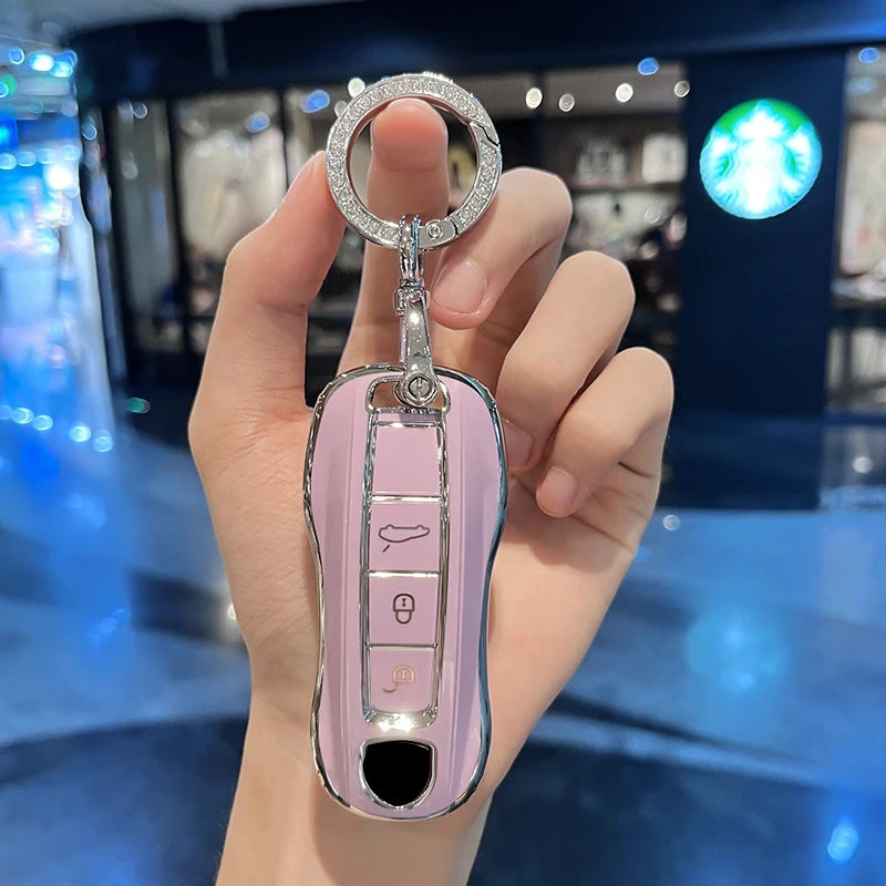 3 Buttons TPU Protecticve Cover Holder Fob for Porsche Panamera Cayenne 971 911 9YA Macan Boxste Car Remote Smart Key Case