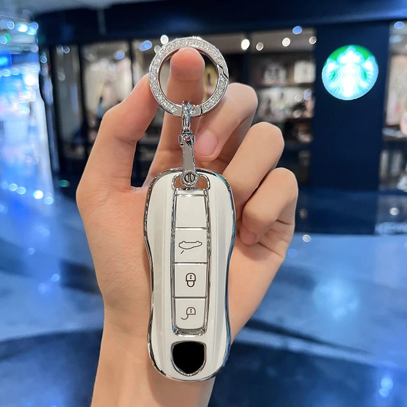 3 Buttons TPU Protecticve Cover Holder Fob for Porsche Panamera Cayenne 971 911 9YA Macan Boxste Car Remote Smart Key Case