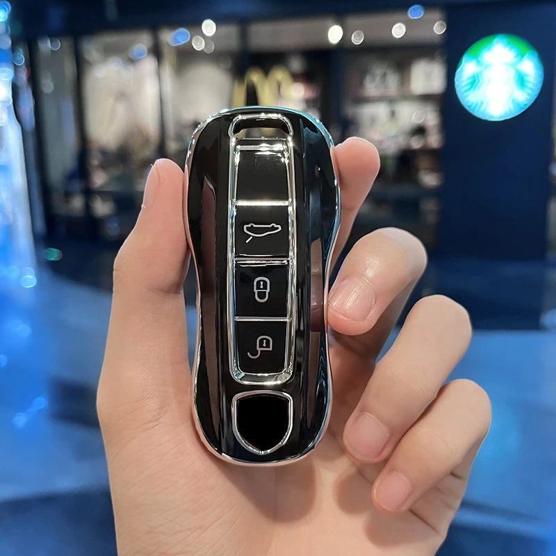 3 Buttons TPU Protecticve Cover Holder Fob for Porsche Panamera Cayenne 971 911 9YA Macan Boxste Car Remote Smart Key Case