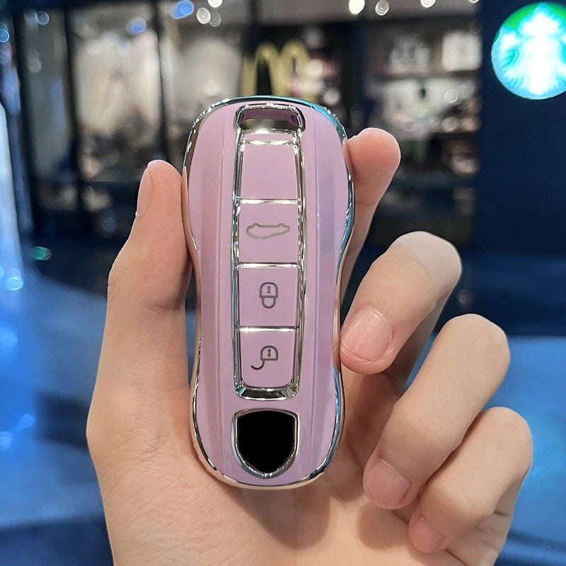 3 Buttons TPU Protecticve Cover Holder Fob for Porsche Panamera Cayenne 971 911 9YA Macan Boxste Car Remote Smart Key Case