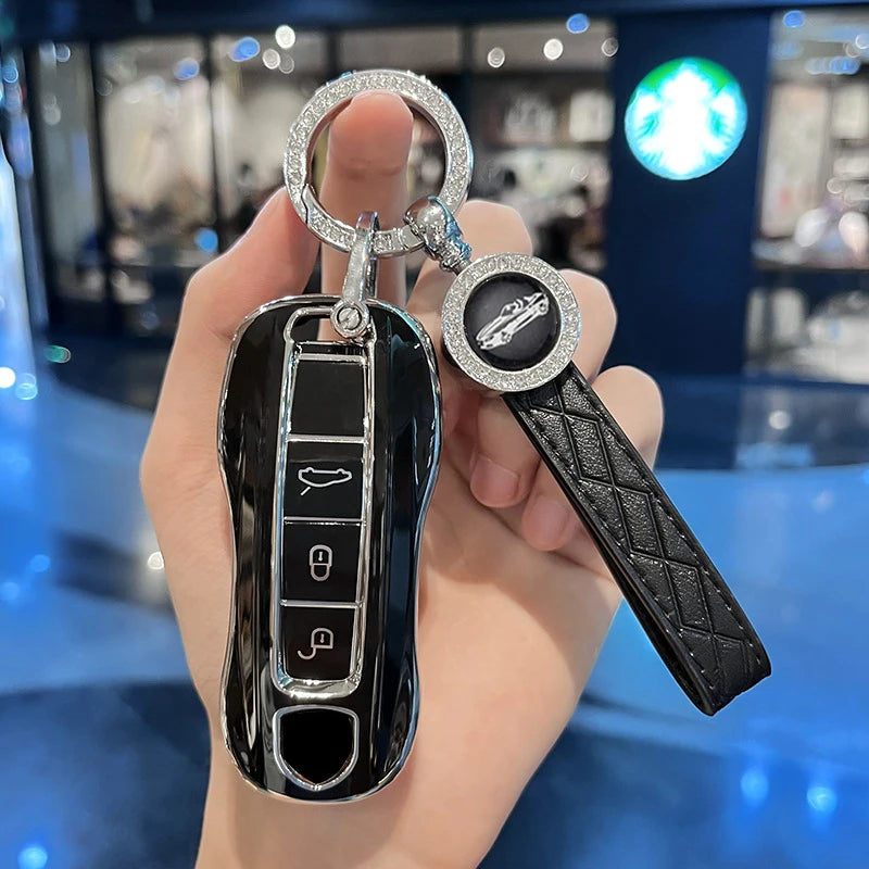 3 Buttons TPU Protecticve Cover Holder Fob for Porsche Panamera Cayenne 971 911 9YA Macan Boxste Car Remote Smart Key Case