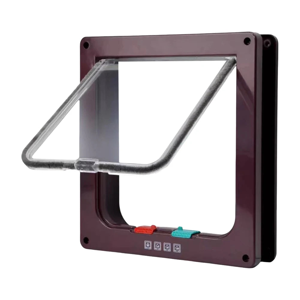 Cat Flap Door with 4 Way Security Lock ABS Plastic Gate Puppy Kitten Safety In/out Dog Cat Flap Door Kit Small Pet Supplies