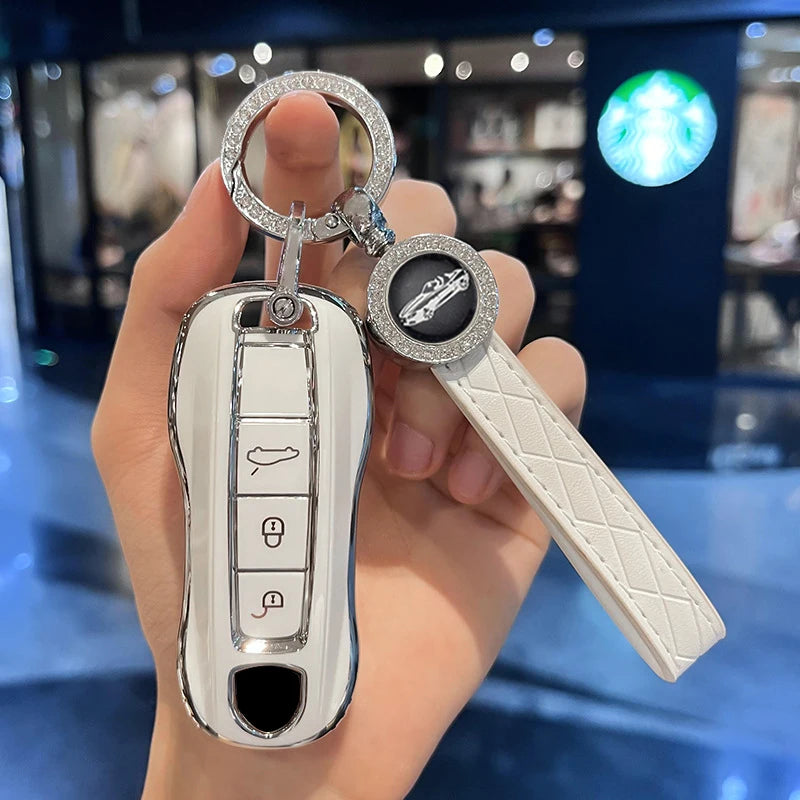 3 Buttons TPU Protecticve Cover Holder Fob for Porsche Panamera Cayenne 971 911 9YA Macan Boxste Car Remote Smart Key Case