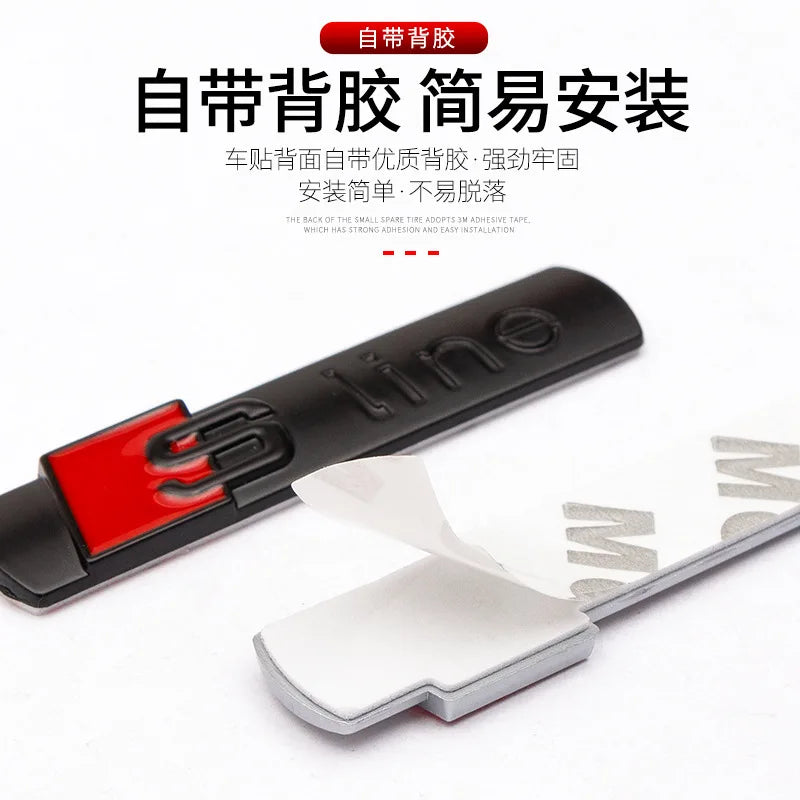 3D Metal Sline Logo S Line Emblem Car Fender Side Badge For Audi A1 A2 A3 A4 A5 A6 A7 A8 TT S3 S4 S5 S6 S7 Q2 Q3 Q5 Q7 Sticker