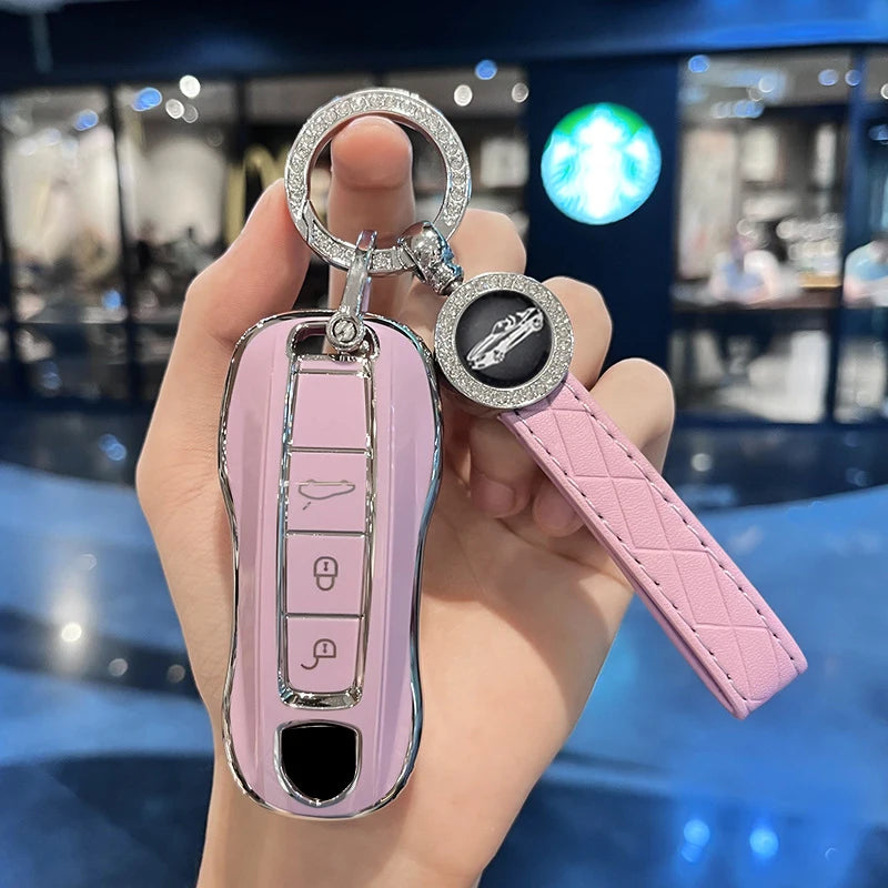 3 Buttons TPU Protecticve Cover Holder Fob for Porsche Panamera Cayenne 971 911 9YA Macan Boxste Car Remote Smart Key Case