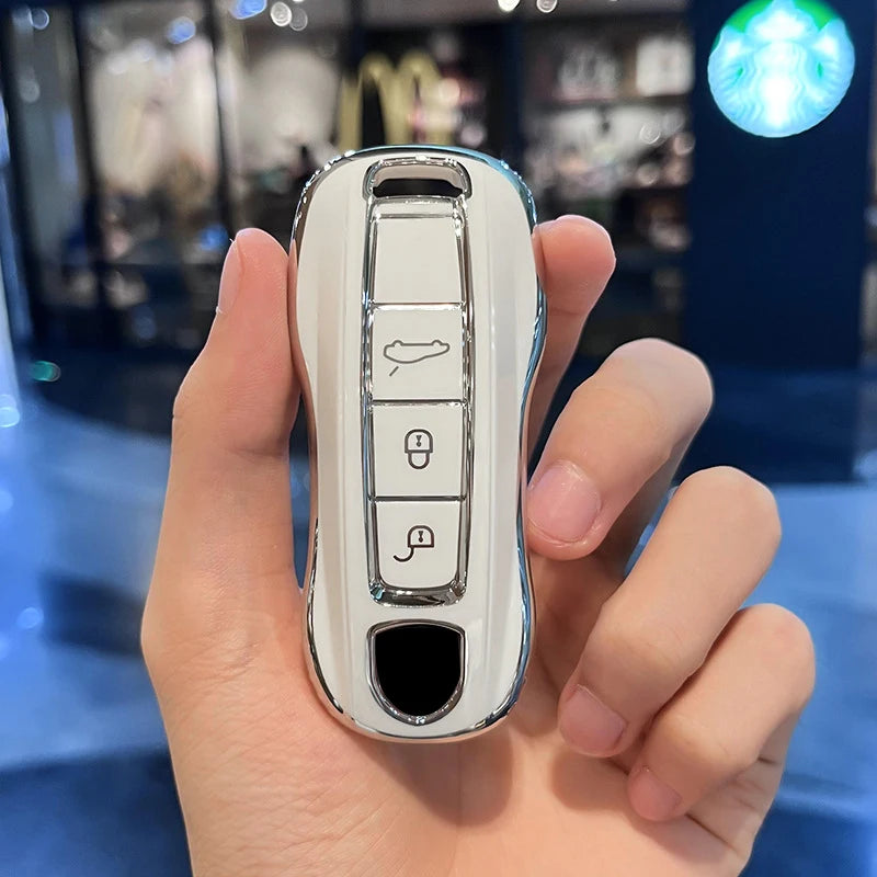 3 Buttons TPU Protecticve Cover Holder Fob for Porsche Panamera Cayenne 971 911 9YA Macan Boxste Car Remote Smart Key Case